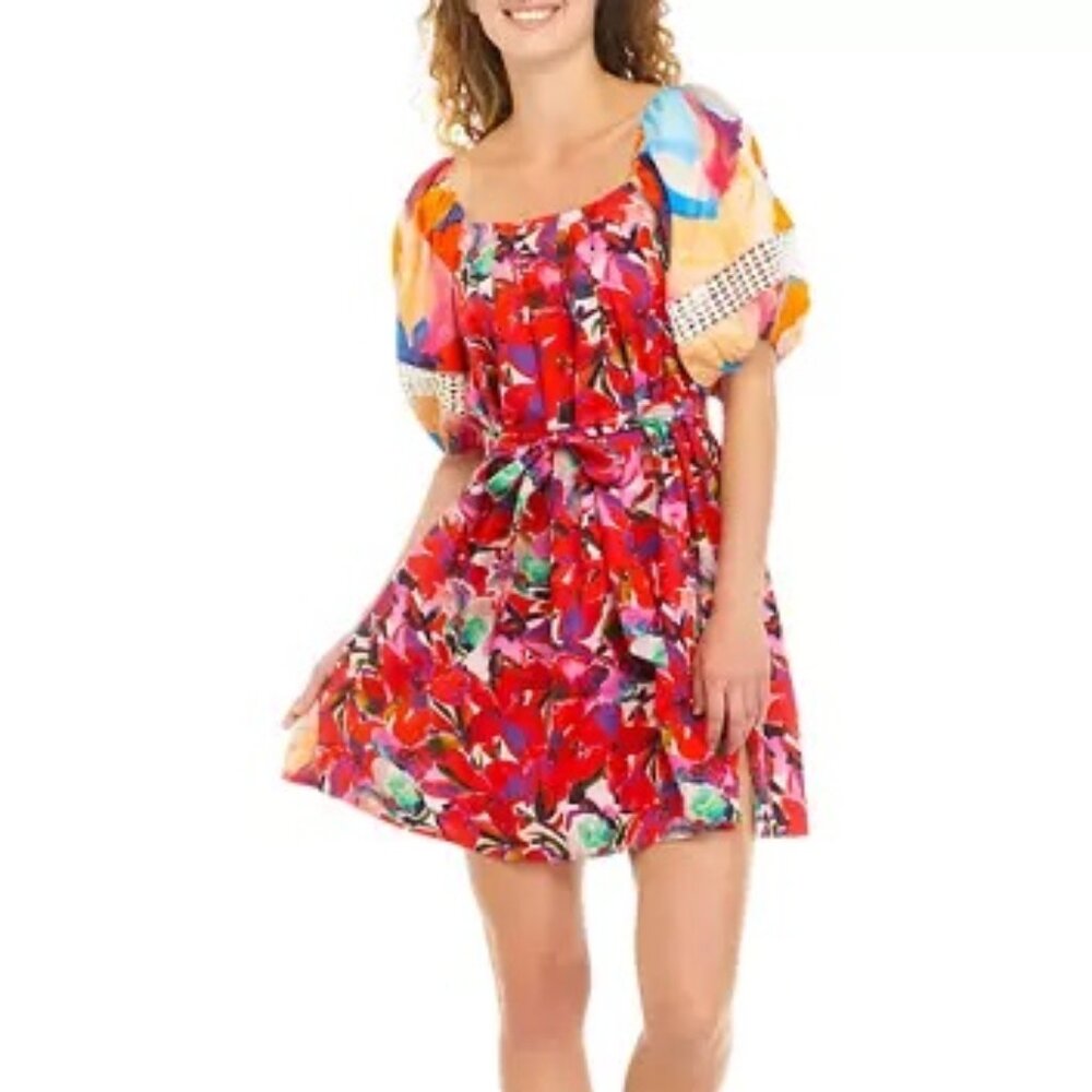 French Connections Puff Floral Poplin Dress